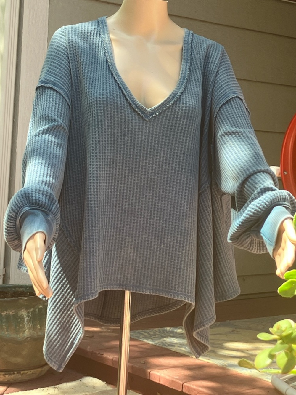 Free People blue jean color oversized small top